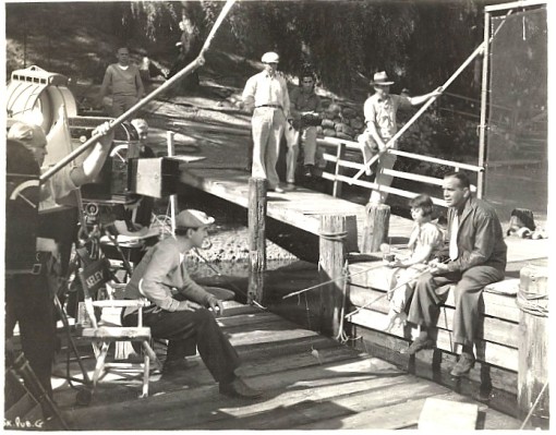 Busby Berkeley directing  a scene with Sybil Jason